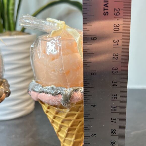 2- Dept 56 Ice Cream Decorative Glass Jar Candles And Waffle Cone Holders - Picture 11 of 11